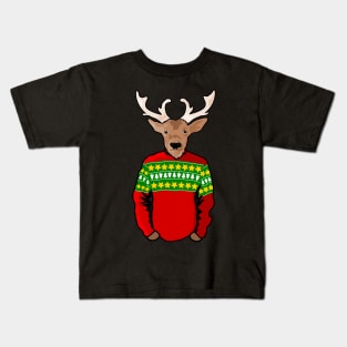 Christmas Sweater Reindeer Kids T-Shirt